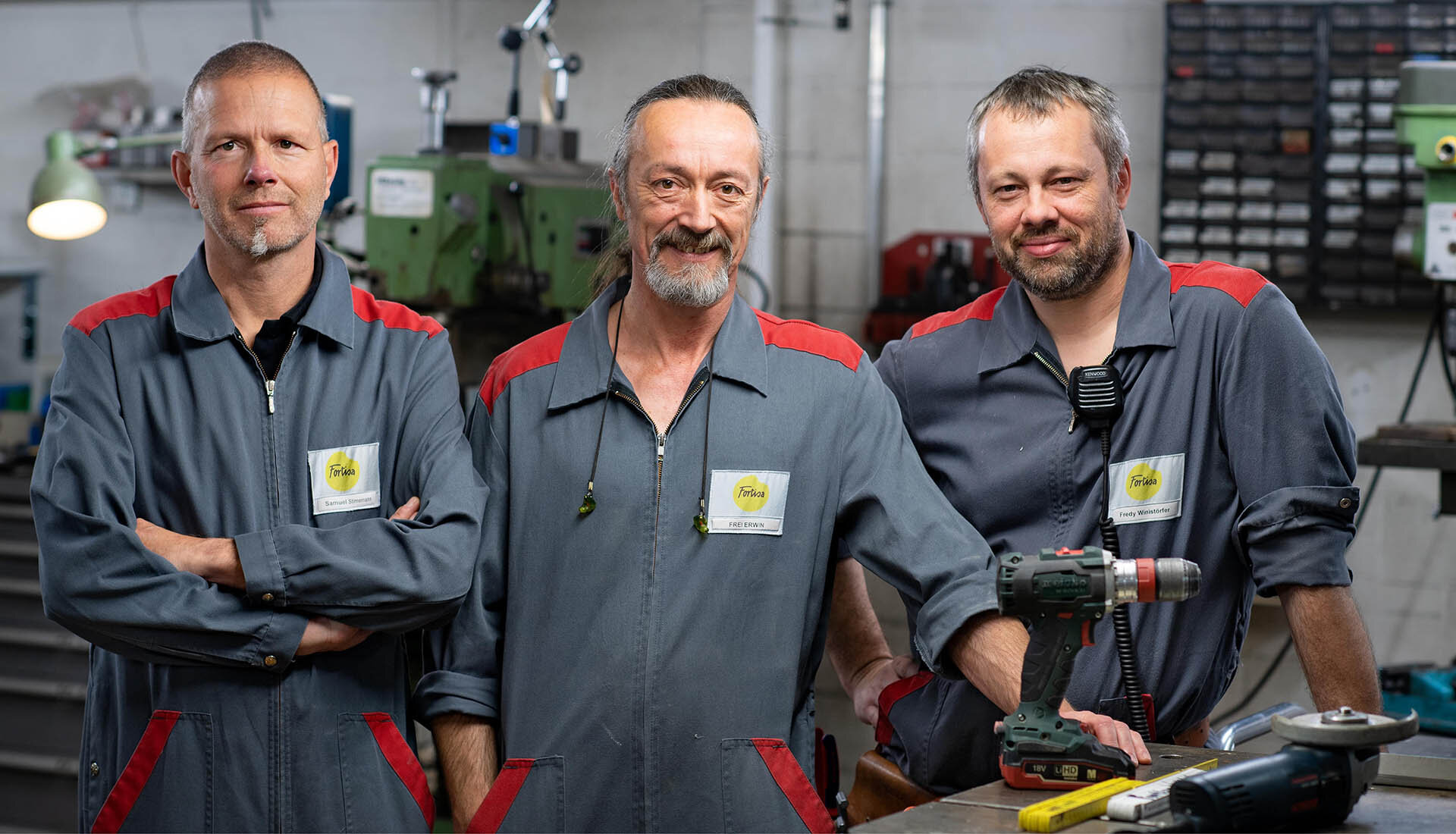 Unterhalts-Team Drei Mitarbeitende der Technik